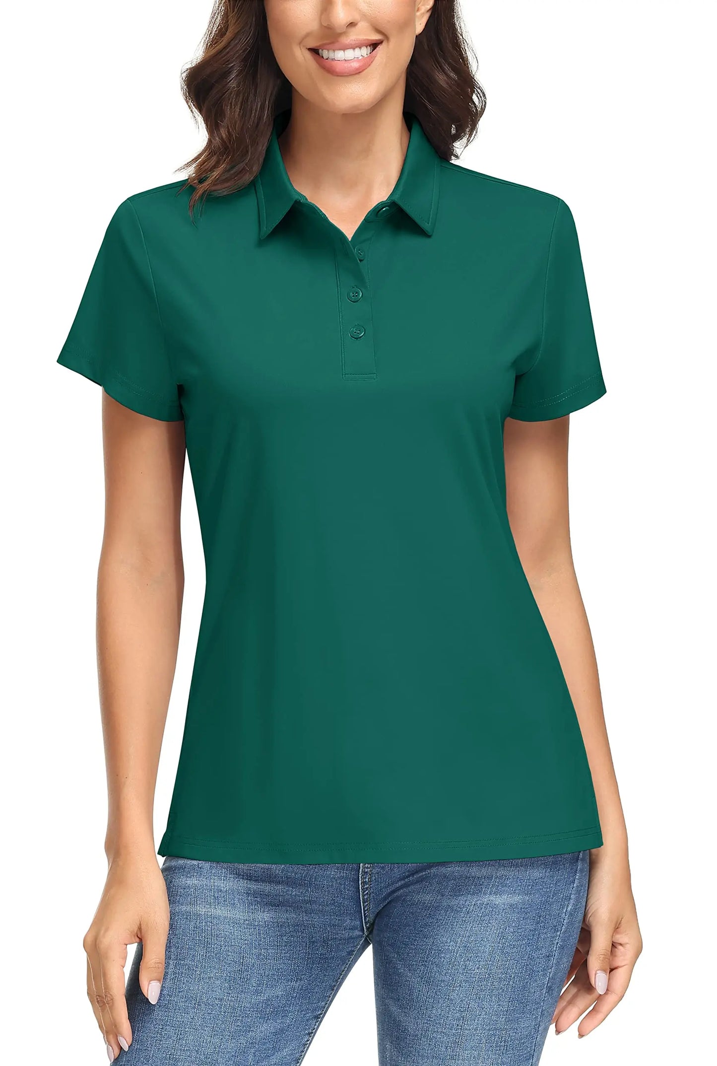 TACVASEN UPF50+ UV Protection Quick Dry Polo T-Shirts Womens Summer Short Sleeve Golf Sports Tee Shirts Breathable Workout Tops