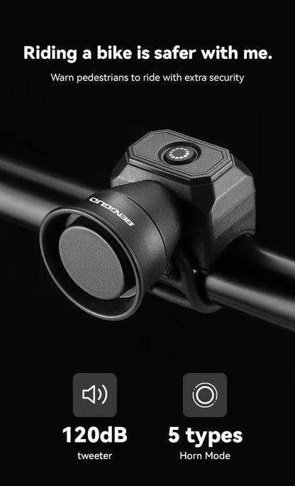 IP4X Waterproof Bicycle Mountain Bike Horn 120 db Battery/Charging Bike Bell Children's Scooter Baby Stroller Balance Car Horn