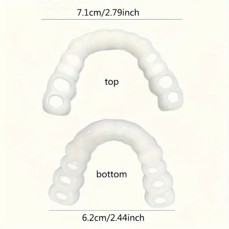 Perfect Fit Teeth Whitening Fake Tooth Cover Snap On Silicone Smile Veneers Teeth Upper Tool False Tooth Cover Oral Hygiene Care