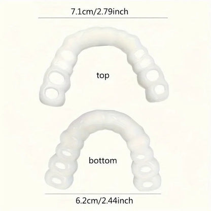 Perfect Fit Teeth Whitening Fake Tooth Cover Snap On Silicone Smile Veneers Teeth Upper Tool False Tooth Cover Oral Hygiene Care
