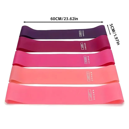 5 Pcs Pink Resistance Bands Set, Workout Bands for Leg Butt Exercise, Elastic Fitness Loop for Home Gym