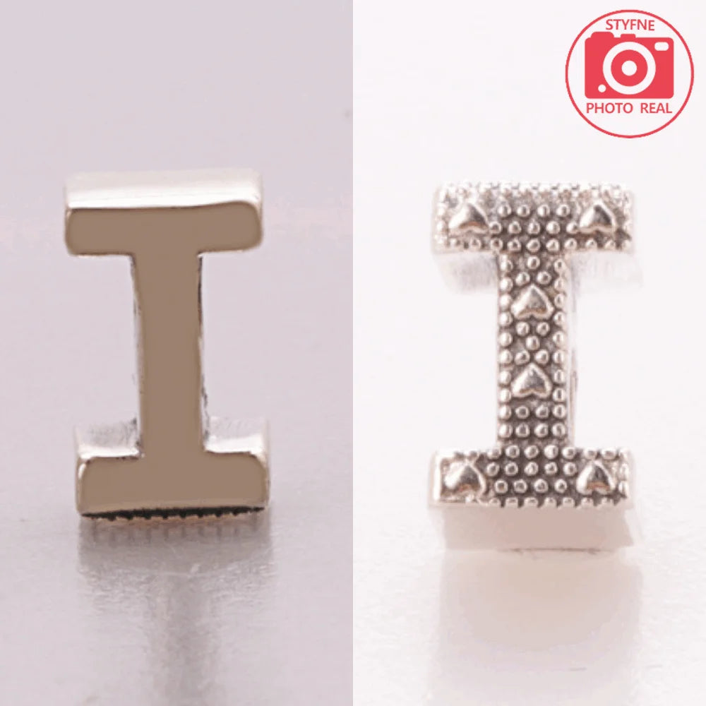Silver 925 26 Letter A-Z Alphabet Charm Fine Beads Fit Original Charms Silver Bracelet DIY Fine Jewelry for Women Gifts Making