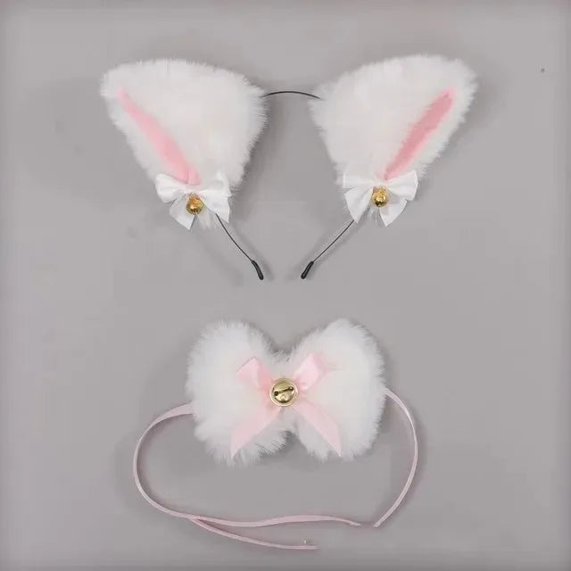 1 Set Cute Cat Ear Hair Wear Claw Gloves Girls Anime Cosplay Costume Plush Bell Cat Fur Ear Hairband Night Party Club Headbands