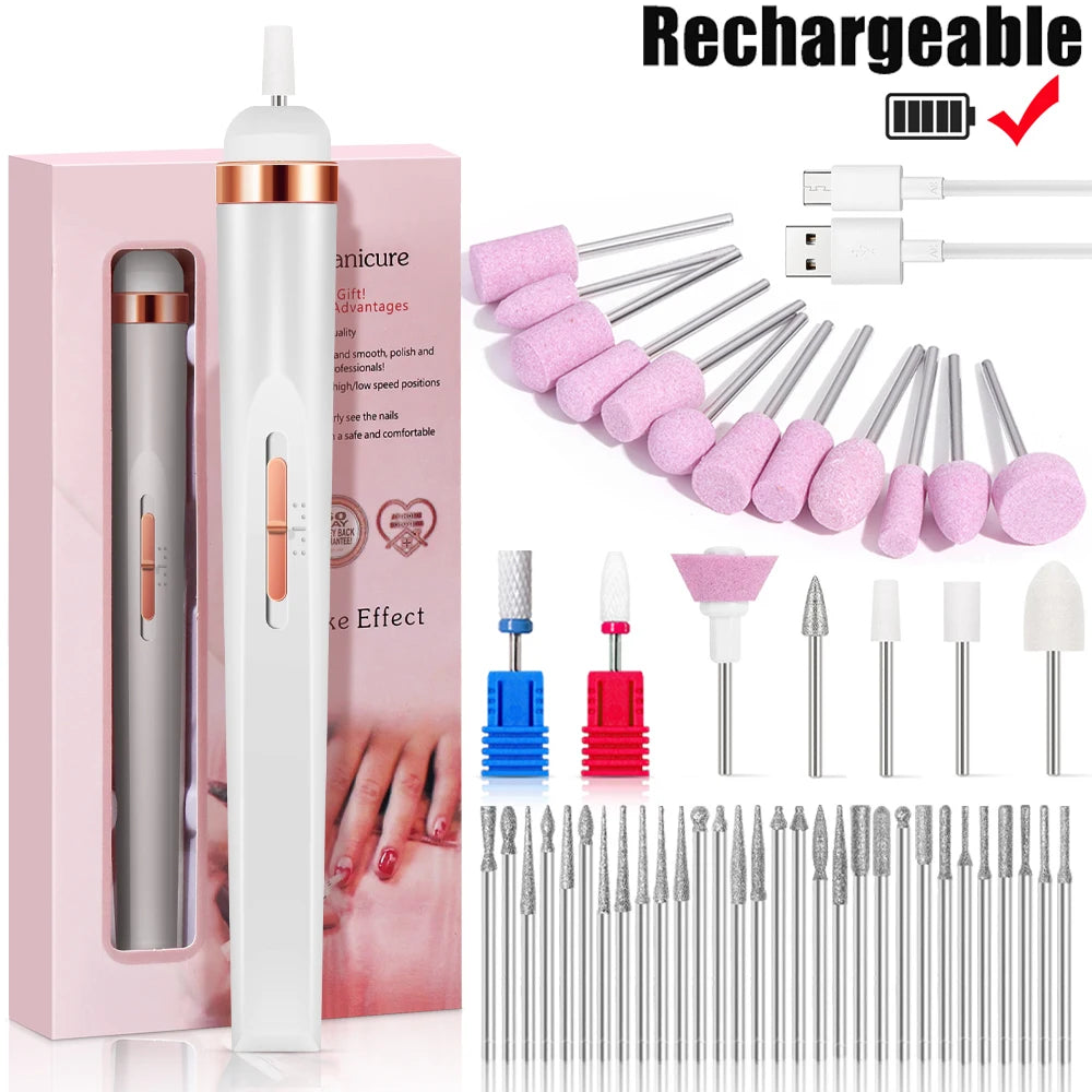 LINMANDA Portable Electric Nail File Nail Set with 4 Speeds Cuticle Trimmer Battery Operated Manicure and Pedicure Tools
