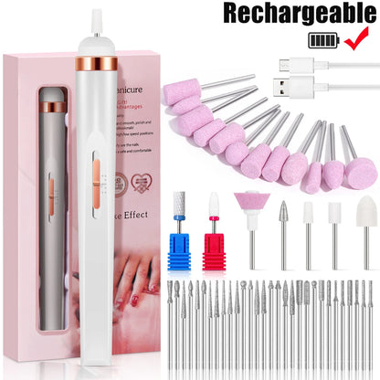 LINMANDA Portable Electric Nail File Nail Set with 4 Speeds Cuticle Trimmer Battery Operated Manicure and Pedicure Tools