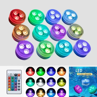 Colorful 3 LED Underwater Light With Remote Control Powered By Button Cell Waterproof Swimming Pool Party Decoration Lamp