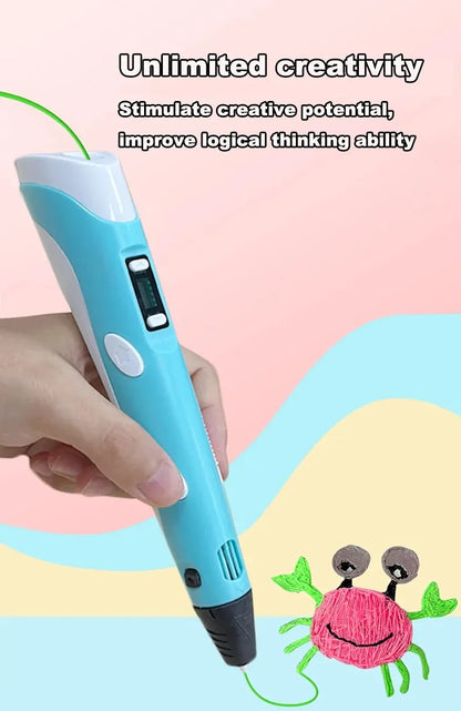 Electronic 3D Printing Pen with 9M PLA Consumables High-Temperature 3D Graffiti Tool Intelligent Toy Christmas Birthday Gift