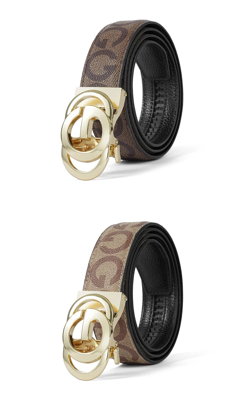 High Quality 3.4cm Leather Business Men High-Quality Designer Male Buckle Strap Jeans Accessory