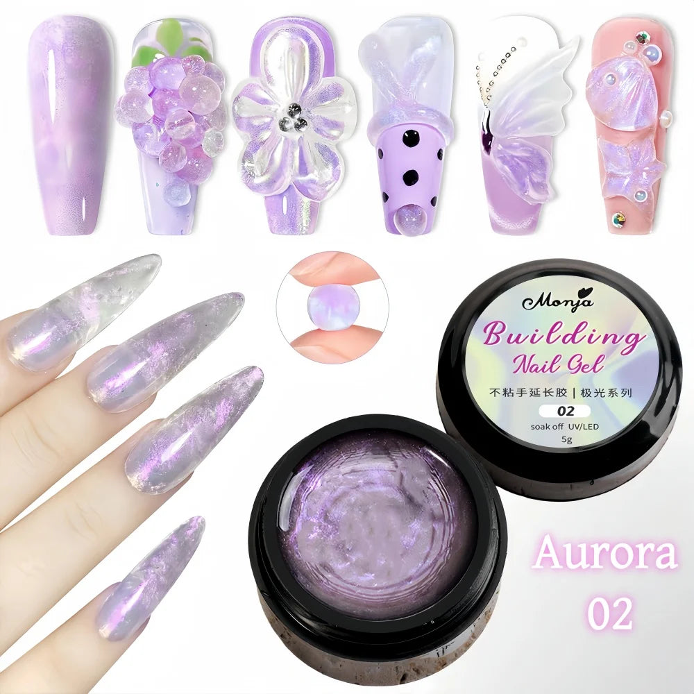 3D Nail Gel, Non-Sticky Hard Long-Lasting Overlay, Creates 3D Bow Geometric Letter Shapes, Salon Quality, Soluble Residue-Free A