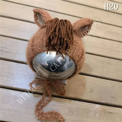 Newborn Photography Props Mohair Horse Styling Hat Studio Clothing