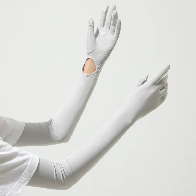 Summer Outdoor UV Protection Finger Long Gloves UPF50+Sunscreen Touchable Screen Sleeve Driving Bicycle for Outdoor Travel