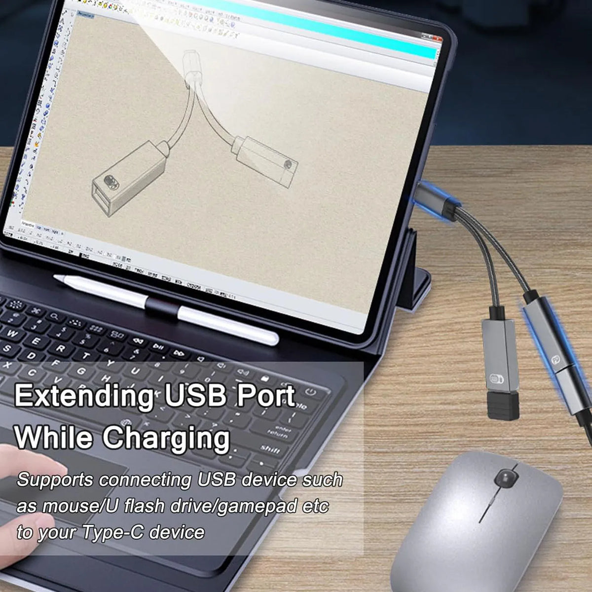 USB C OTG Cable Phone Adapter 2 in 1 Type C to USB A Adapter with PD 10w Charging Port for Samsung Xiaomi Phone Laptop Tablet