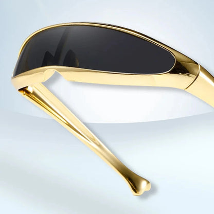Futuristic One-piece Mirror Personalized Electroplated Sunglasses Women Men 2024 Y2K Steampunk Goggles Rave Party Glasses UV400