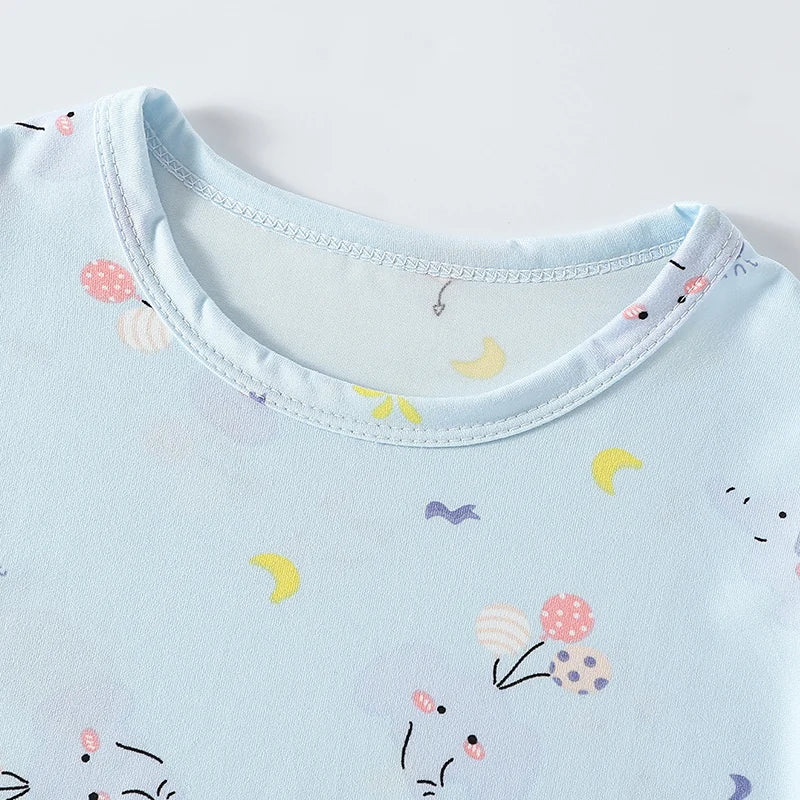 2-piece children's summer cute cartoon printed short sleeved shorts set for boys and girls casual and comfortable T-shirt shorts
