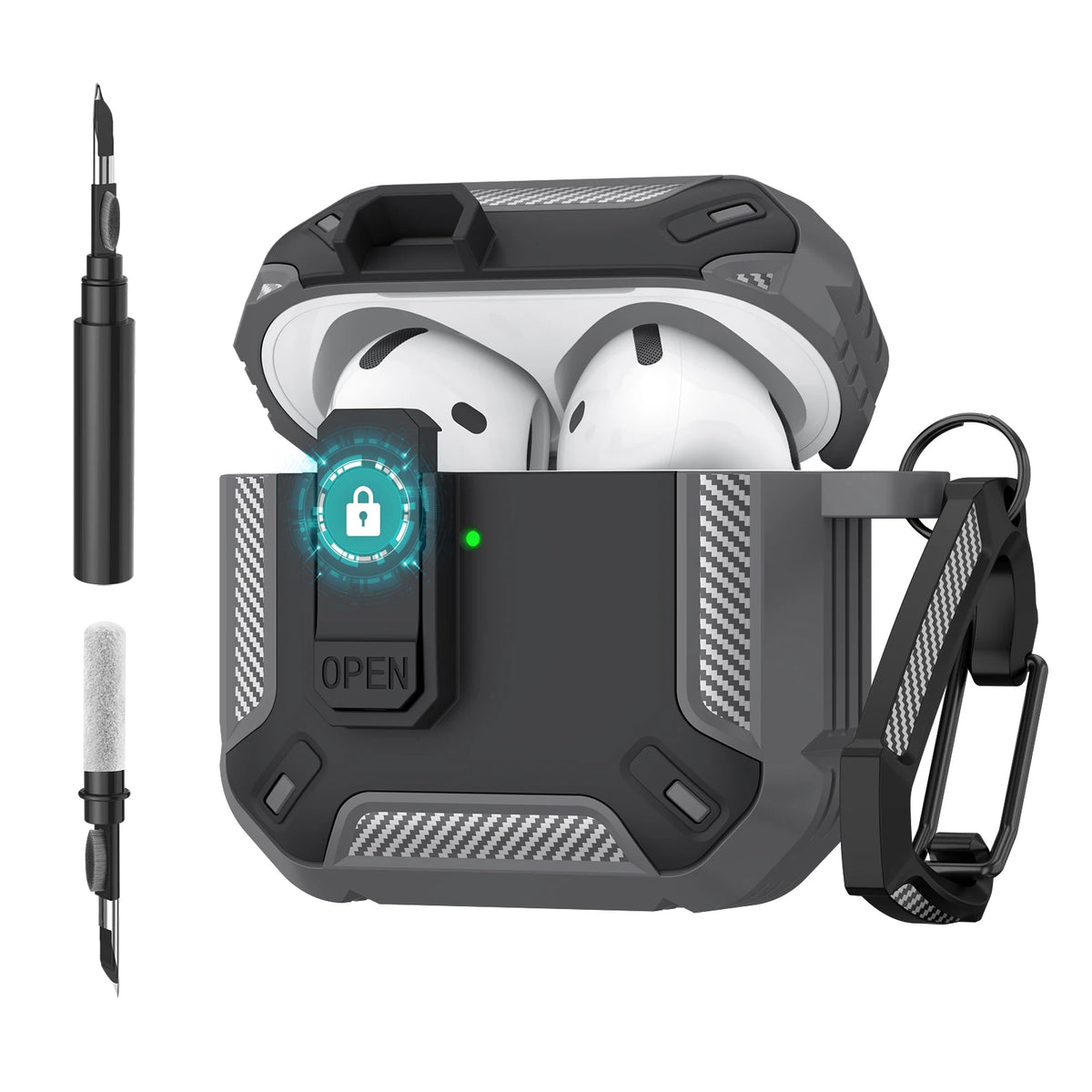 Upgraded Security Lock Case With Hook For AirPods 4 Cover 360 Degree Full Protective Shell For Apple AirPods 4 Earphone Cases