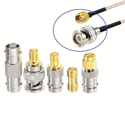 SMA Male to BNC Male Cable 20CM + 5pcs RF Coax Adapter Kit SMA to BNC Cable SMA BNC Adapter Cable Kit for RF Applications/Antenn