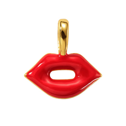 Y2K fashion heart-shaped flower colored lip pendant, suitable for DIY necklaces, bracelets, keychains, bag buckles