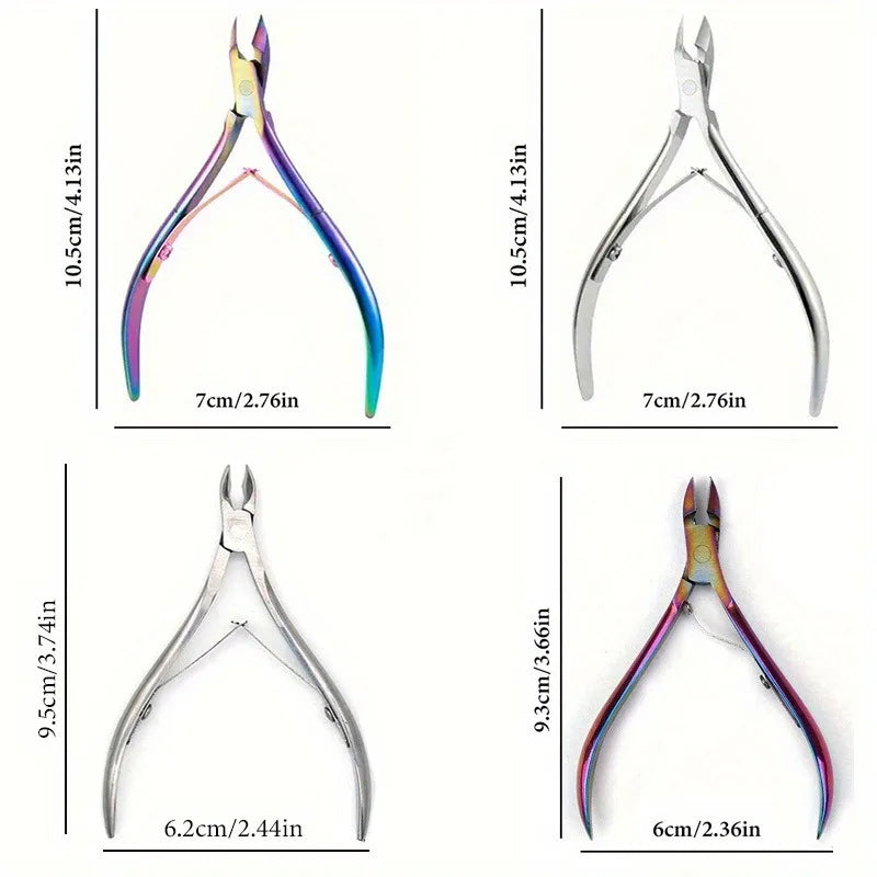 Nail Cuticle Pusher Tweezer Rainbow Cutter Nipper Clipper Dead Skin Remover Stainless Steel Manicure Nails Art Tool ManicureTool