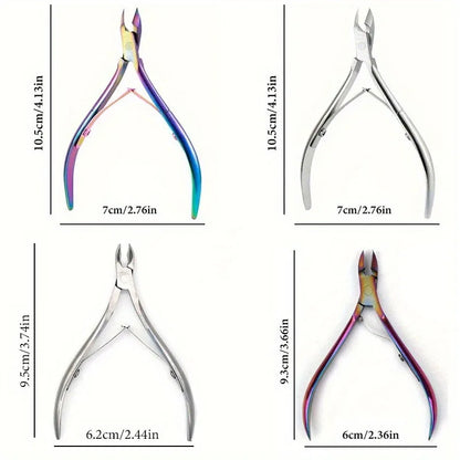 Nail Cuticle Pusher Tweezer Rainbow Cutter Nipper Clipper Dead Skin Remover Stainless Steel Manicure Nails Art Tool ManicureTool