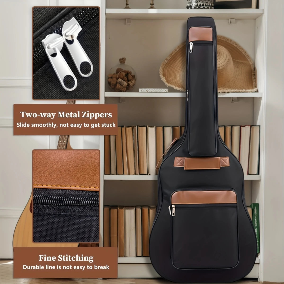 Miwayer Acoustic Guitar Bag 41 Inch Thickened Waterproof Oxford Nylon Double Straps Cotton Padded Guitar Case Gig Backpack