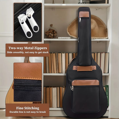 Miwayer Acoustic Guitar Bag 41 Inch Thickened Waterproof Oxford Nylon Double Straps Cotton Padded Guitar Case Gig Backpack