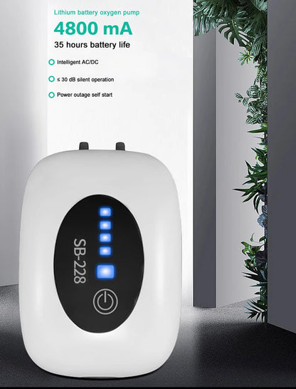 SOBO Aquarium Fish Tank Oxygen Air Pump Compressor Charging Silent USB with Battery Portable Fishing Oxygenator 6000mA Outdoor