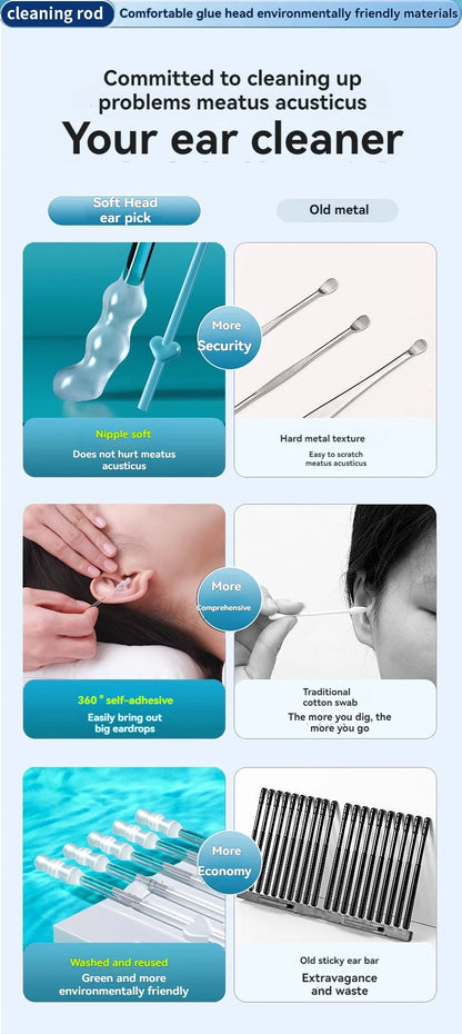 24Pcs/Box Silicone EarWax Remover Sticky Ear Picks Disposable Adhesive Earpick S/L Reusable Ear Cleaner for Kids & Adults