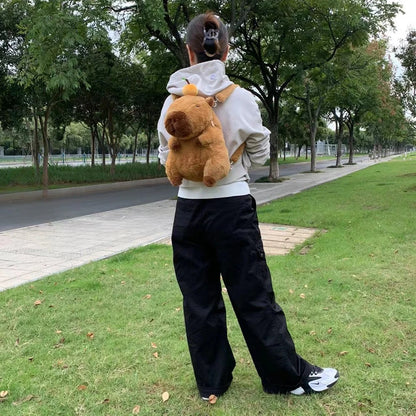 Capybara Plush Backpack Kawaii Fashion Plushie Doll Fur Pendant Children's Shoulder Bag Mini Knapsack Bags Gifts For Girlfriend