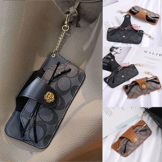 Portable Glasses Case with Keychain - Protective Storage Bag for Myopia Glasses And Sunglasses - Daily & Travel Essential