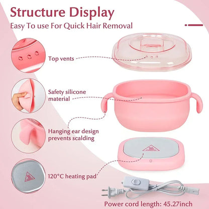 Portable Wax Heater Silicone Hair Wax Machine Spa Body Depilator Paraffin Par For Travel Hair Warmer 400ml