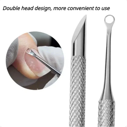 1/2 pcs Double-ended Stainless Steel Remover Manicure Sticks Tool Bevelled Nail Grinding File Circle Beveled Head Cuticle Pusher