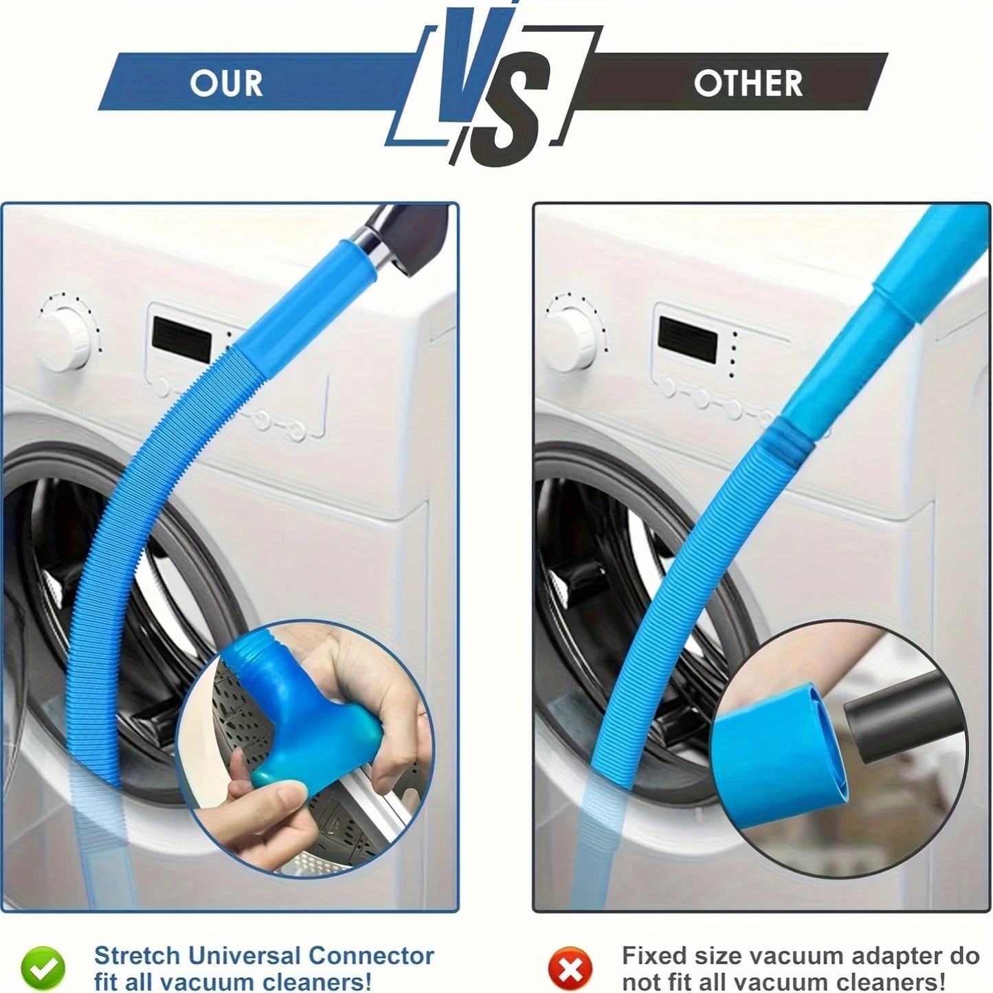 1Pc Drying Machine Exhaust Cleaner Hose - Flexible Yarn with Elastic Connector for Cleaning Vacuum Hose Accessories