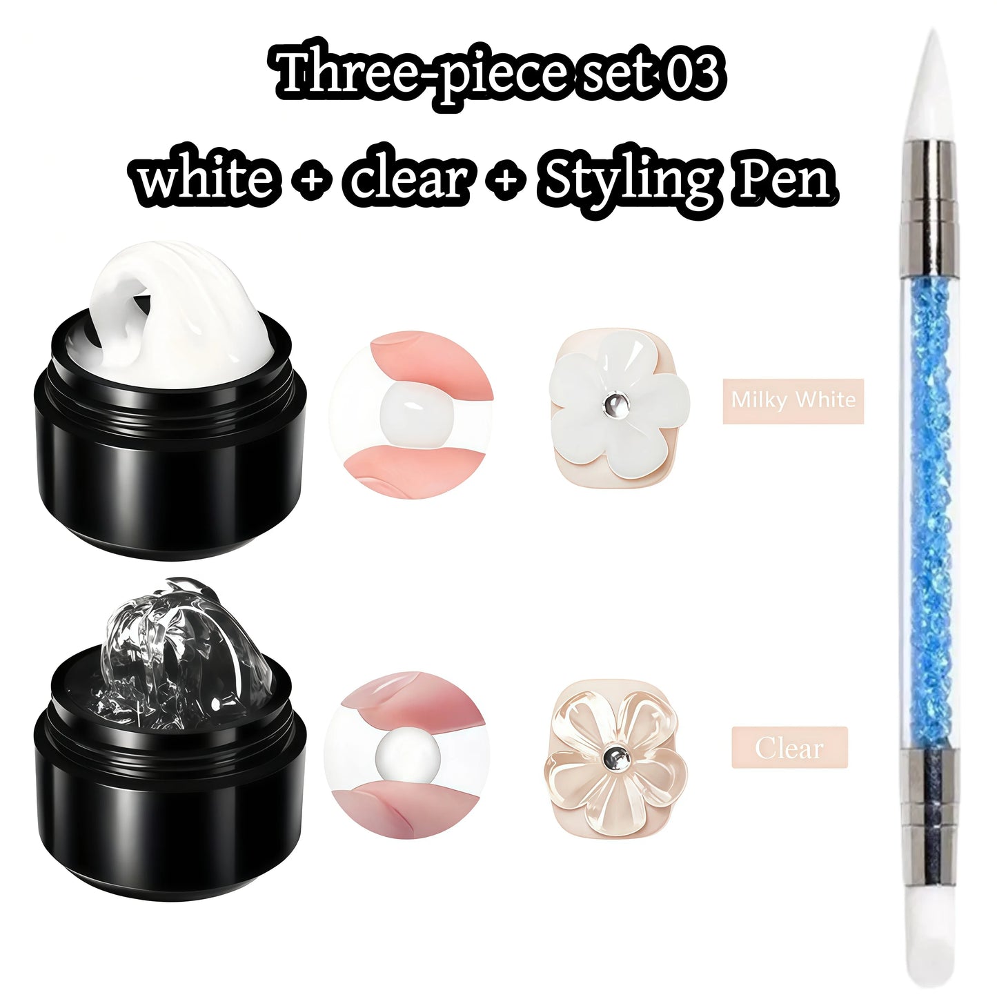 3D Nail Gel, Non-Sticky Hard Long-Lasting Overlay, Creates 3D Bow Geometric Letter Shapes, Salon Quality, Soluble Residue-Free A