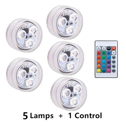 Colorful 3 LED Underwater Light With Remote Control Powered By Button Cell Waterproof Swimming Pool Party Decoration Lamp