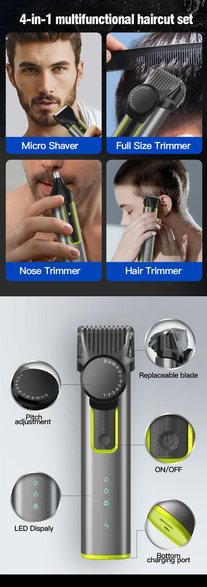 RESUXI 677 Men's Professional 4 in 1 Hair Trimmer Set Multi-function Hair Clipper Electric Shaver Nose Eyebrow Hair Grooming Kit