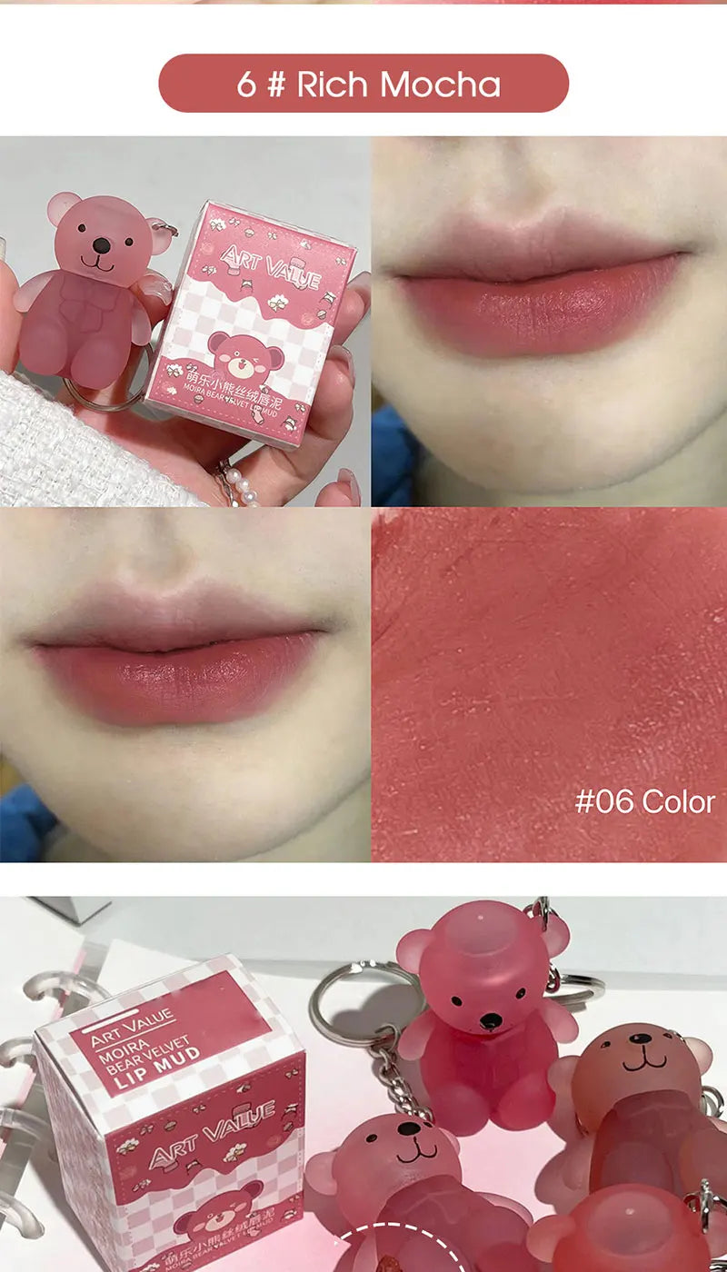 Art Value Bear Velvet Lip Clay with White Silky Lip Glaze Lipstick