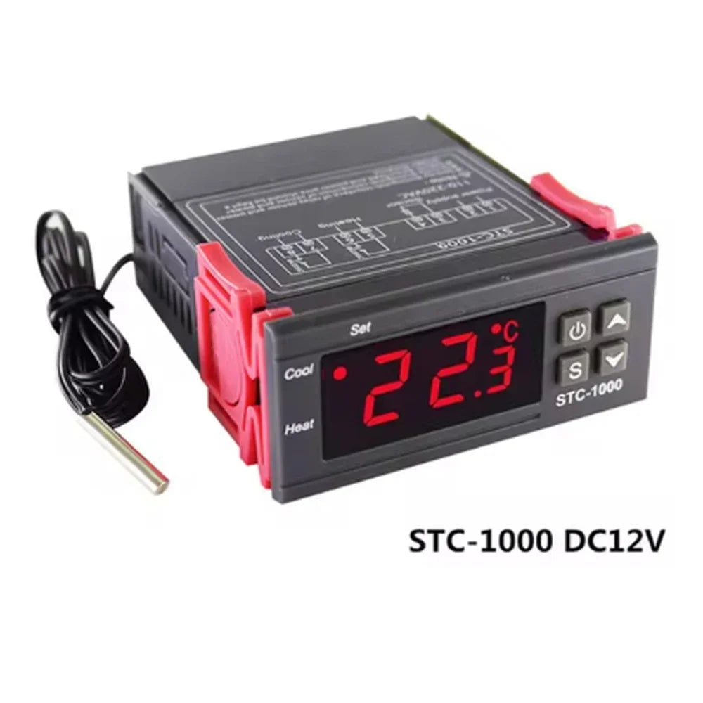 1PC LED Digital Temperature Controller, Thermostat, Thermoregulator, Incubator Relay, Heating and Cooling 12 V 24V 220V STC-1000