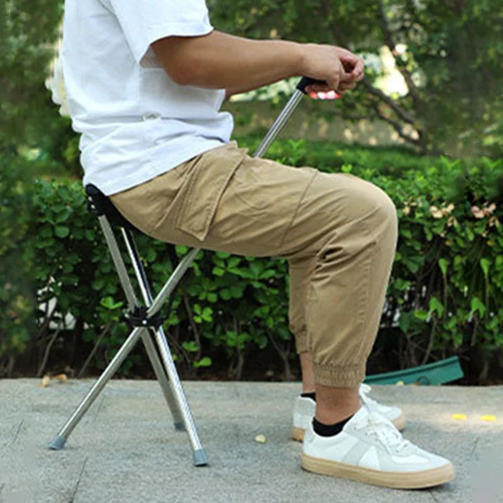 Outdoor Foldable Walking Stick Stool Lightweight with Seats Heavy Duty Steel Walking Stick for Elderly Disabled Hiking Poles