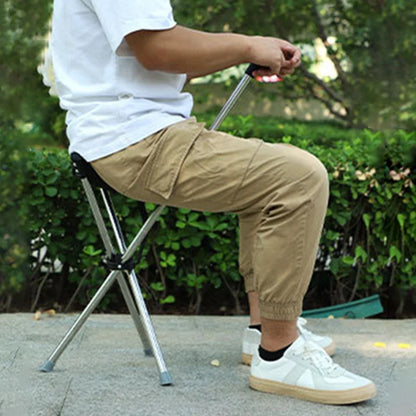 Outdoor Foldable Walking Stick Stool Lightweight with Seats Heavy Duty Steel Walking Stick for Elderly Disabled Hiking Poles