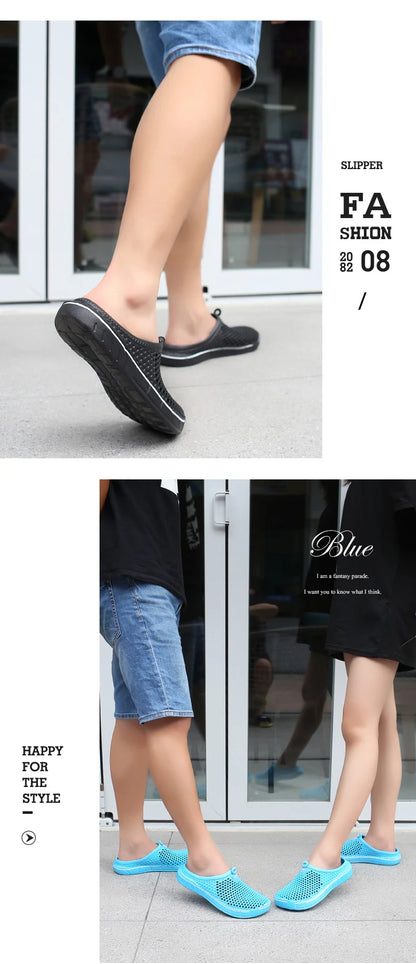 Couple Style Men's and Women's Slippers, Clogs, Mules, Solid Color Slip-Ons, Breathable Summer