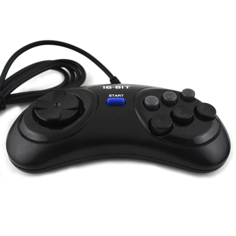 1-2 Pcs Black Gamepad Controller For Sega Mega Drive 9 Pin 6 Buttons Gamepads for Sega Genesis 16 bit video game console