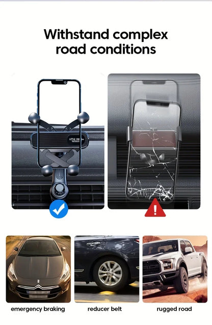 New Gravity Car Phone Holder - Strong Air Vent Clip Mount Adjustable Mobile Cell Stand for Hands-Free Driving