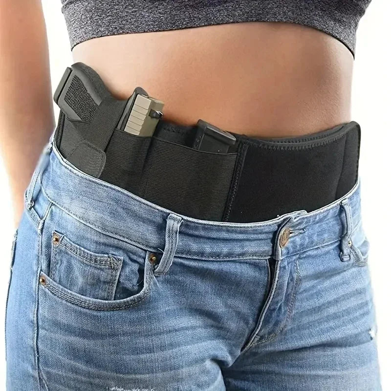 Tactical Outdoor Hunting Fitness Gun Holster for Waist Band Belt -  Concealed Carry Phone Bag Portable Hidden Belly Defense Use