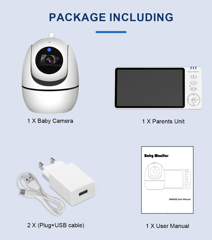 5 Inch Video Baby Monitor With Camera PTZ Zoom Babyphone Cam Security Protection Surveillance Cameras Temperature Sensor Lullaby