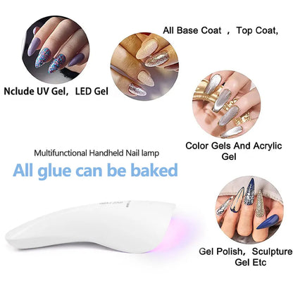LINMANDA Handheld UV LED Nail Lamp USB Rechargeable Mini Manicure Lamp Nail Dryer With 5 Lamp Beads Quick Drying Gel Nail Polish