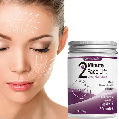 2-Minute Facial Lift Day and Night Cream with Retinol, Hyaluronic Acid, and Collagen - Moisturizing Lotion Suitable for All Light Skin Tones, Fragrance-Free, Absorbs in 2 Minutes