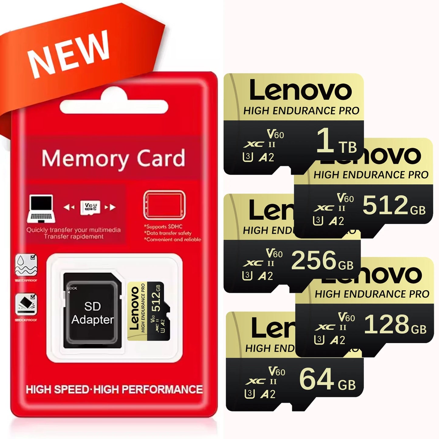 Lenovo SD Card Memory Card 1TB High Speed TF Flash Card 4K Full HD Video Micro SD Card 128GB 256GB 512GB For Xiaomi Camera PC