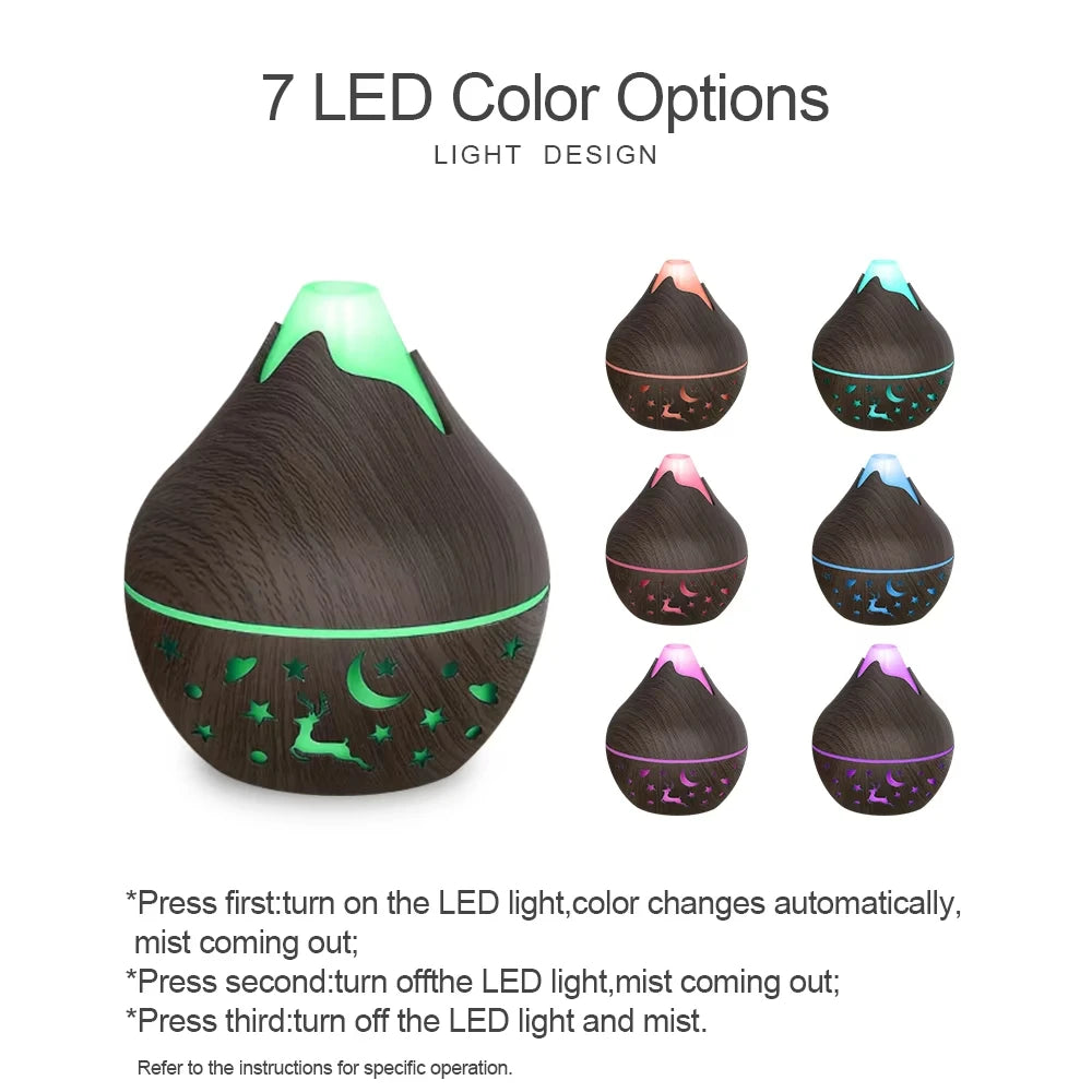 USB Ultrasonic Cool Mist Sprayer Essential Oil Fragrance 200ml Mini Home Wood Grain Air Humidifier Electric Air Aroma Diffuser