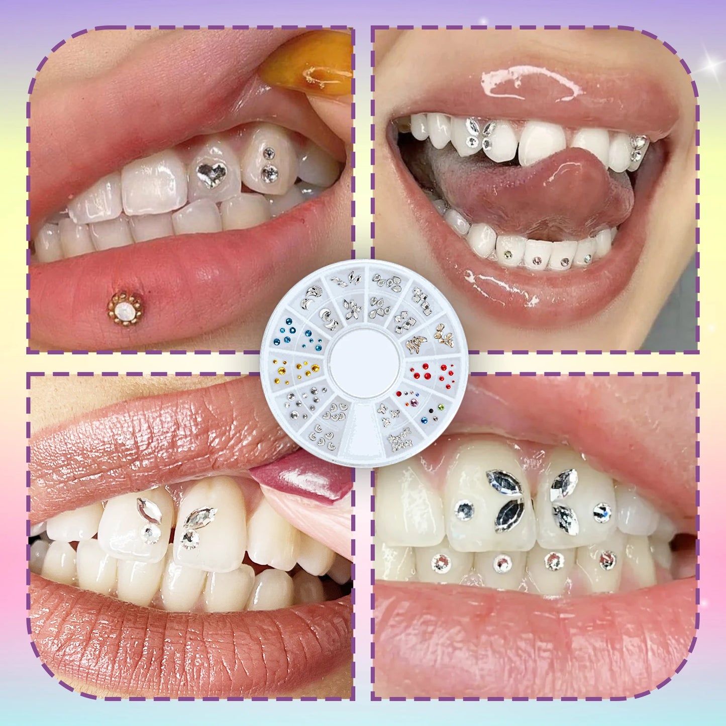 DIY Teeth Gems Kit With Glues And Light Teeth Anti-drop Clear Precious Stone Jewelry Decoration Glittering Tooth Jewelry Kit
