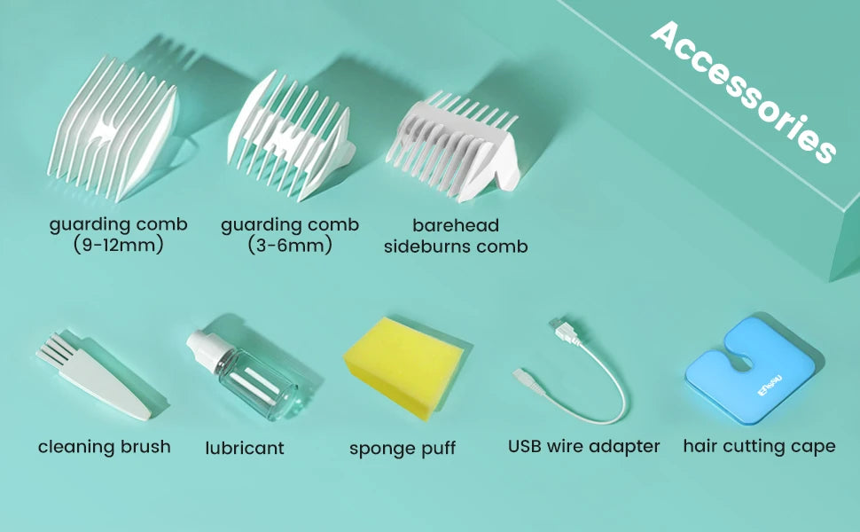 Vacuum Hair Clippers for Kids & Men Rechargeable Cordless Hair Cutting Machine with Safe Ceramic Blade Waterproof Hair Trimmers